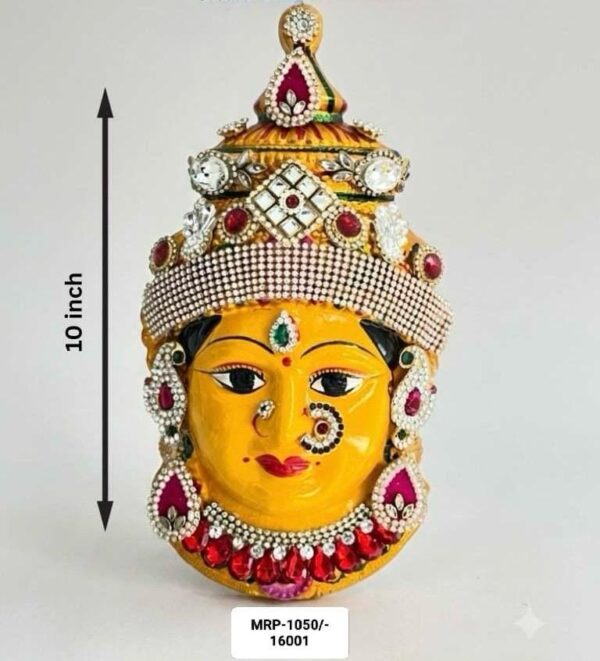 Handcrafted Stone-Studded Decorative Lakshmi Devi Face (10 Inch) - PH-VL-F-10-001
