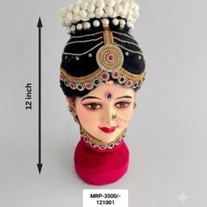 Handcrafted Stone-Studded Decorative Lakshmi Devi Head (12 Inch) - PH-VL-F-12-003